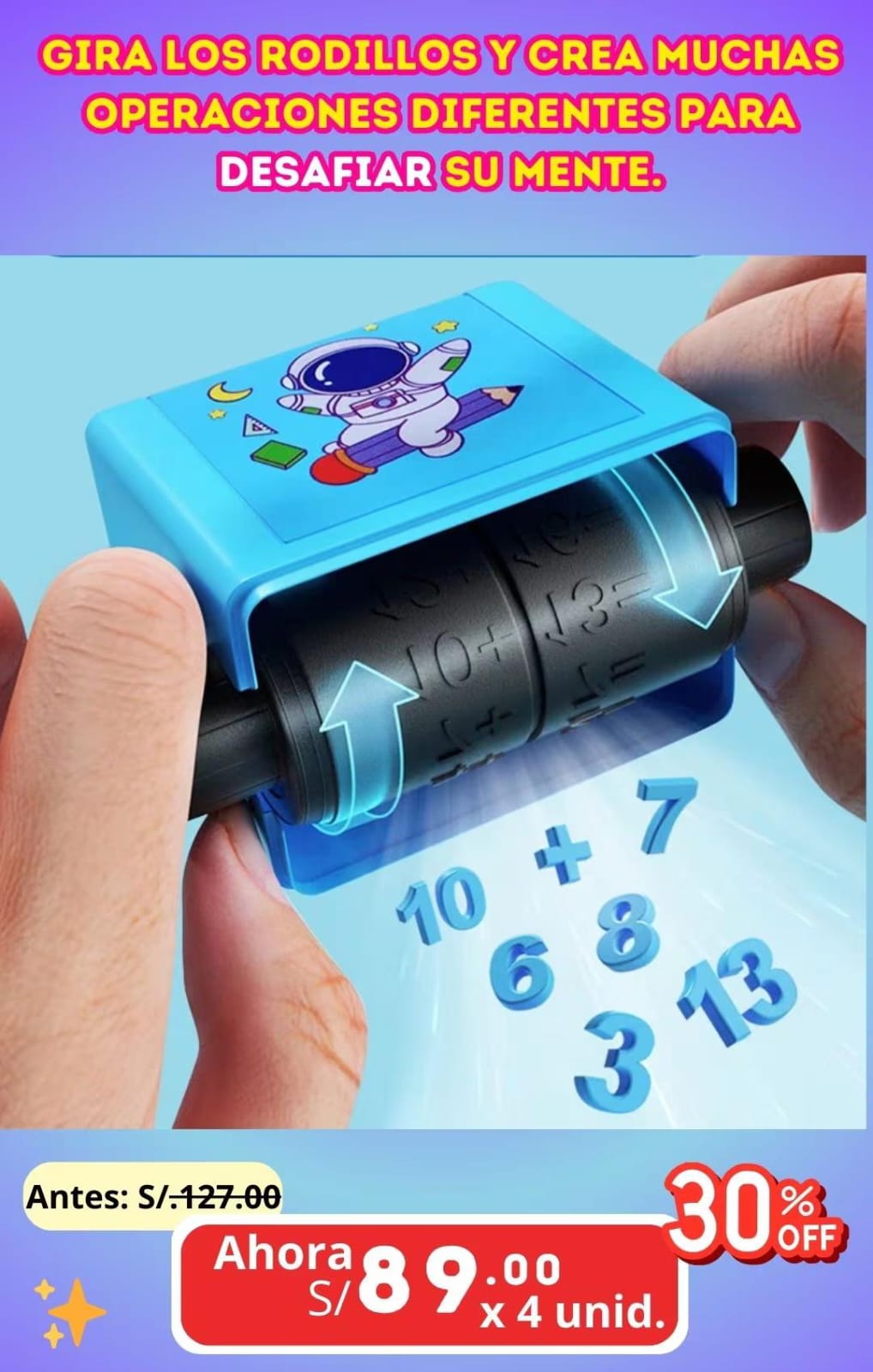 SET DE 4 RODILLOS MATEMATICOS EDUCATIVOS